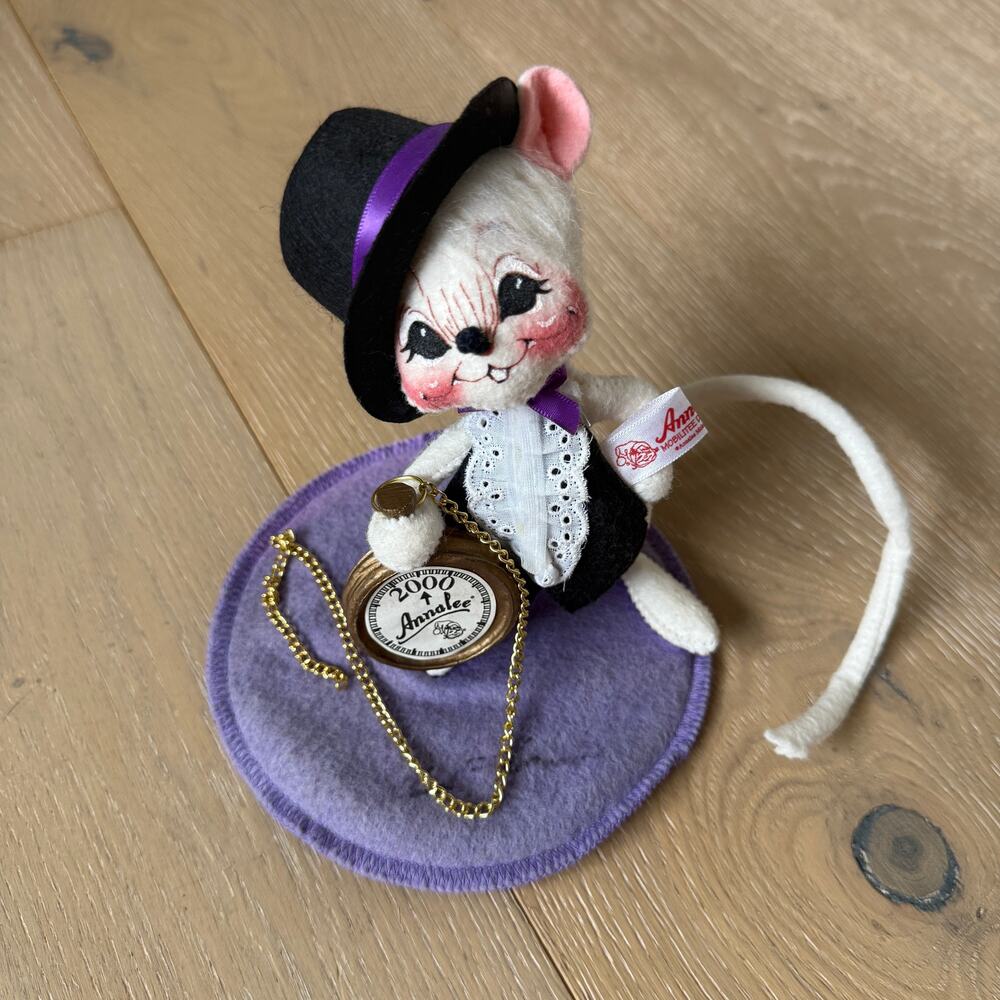 Vintage Annalee Millennium Mouse 1999 Y2K New Year's Pocket Watch Doll 7in